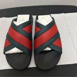 GUCCI men’s GREEN RED SANDALS/SLIDES size US 12/UK11 with box NWT